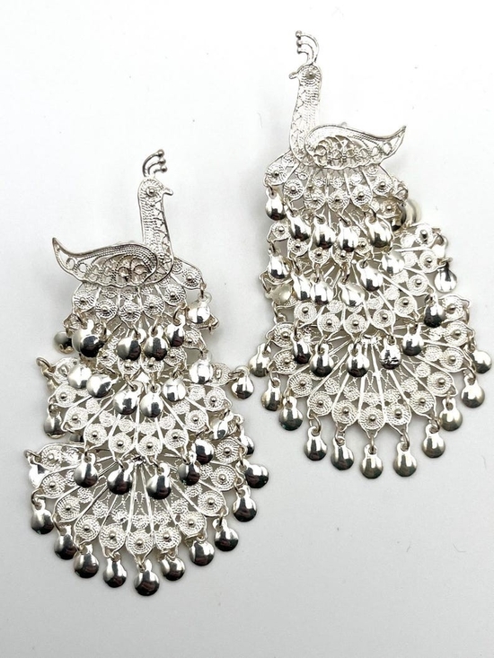 Jewelry - Vintage 925 Silver Articulated Peacock Earrings